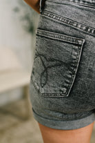 Judy Blue Greyson High Rise Button Fly Cuffed Shorts in Grey Denim