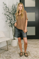 Growing Restless V-Neck Tee in Brown Womens