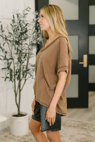 Growing Restless V-Neck Tee in Brown Womens