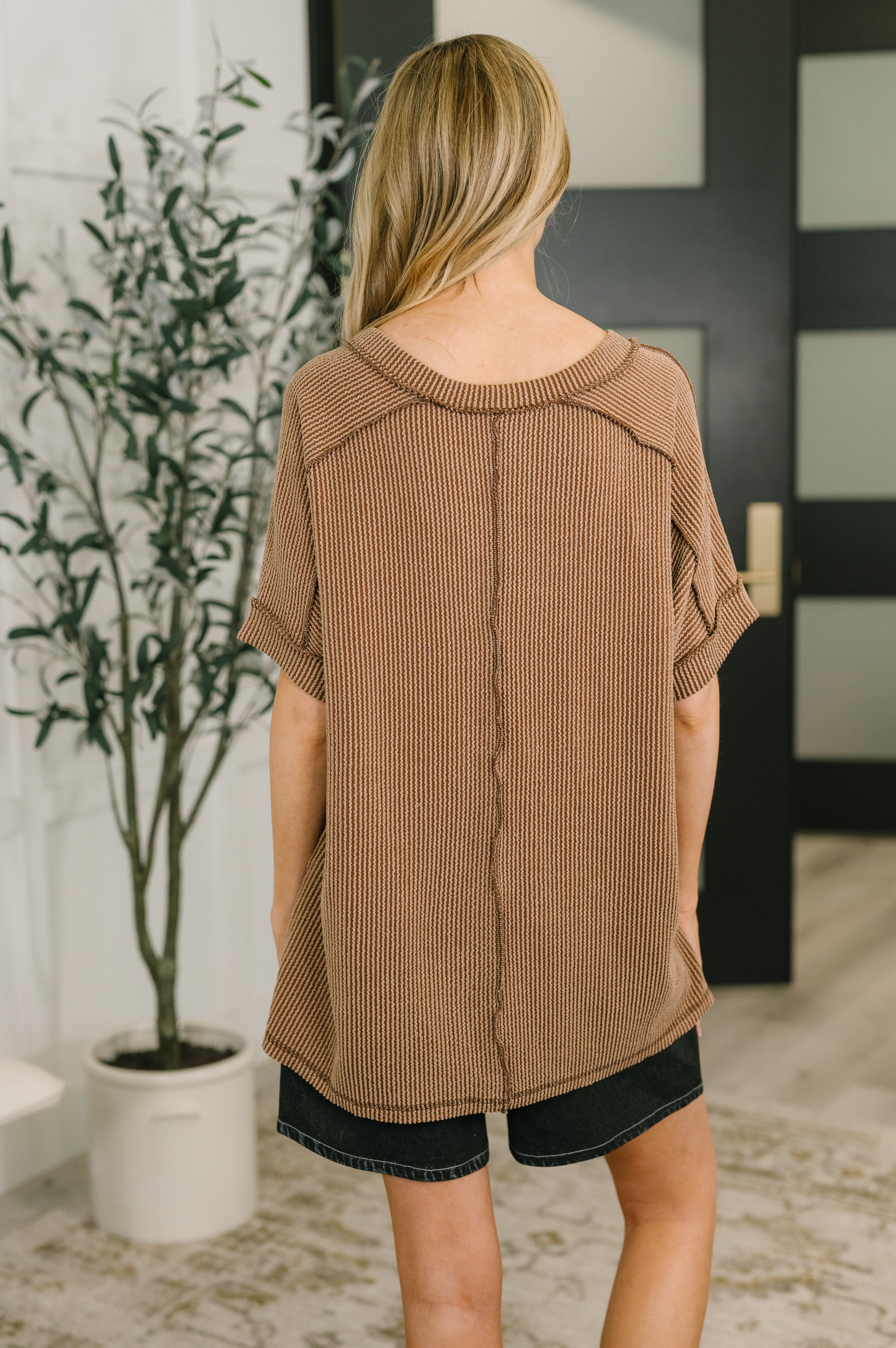 Growing Restless V-Neck Tee in Brown Womens