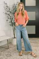 Zenana Growing Restless V-Neck Tee in Coral Womens