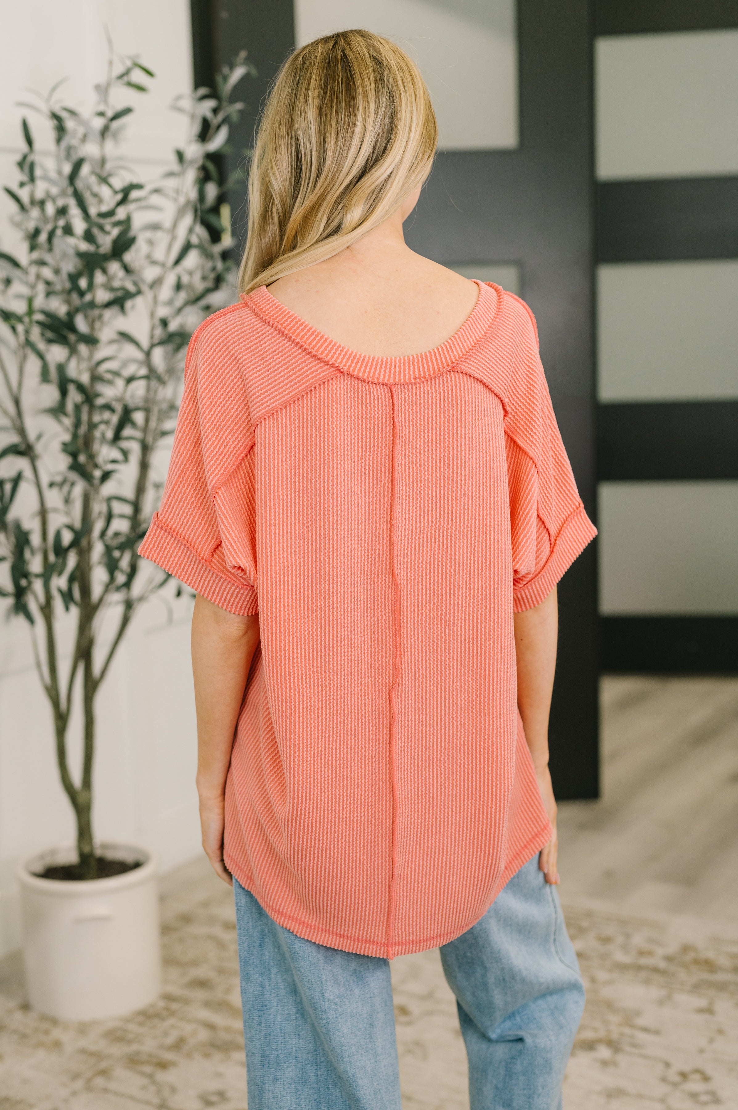 Growing Restless V-Neck Tee in Coral Womens