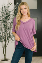 Growing Restless V-Neck Tee in Light Plum Womens