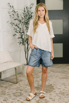 Zenana Growing Restless V-Neck Tee in White Womens