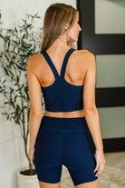 Rae Mode Gym and Juice Ribbed Knit Square Neck Tank in Navy Womens
