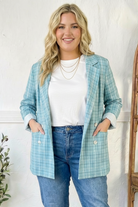 Haptics Mint To Be Plaid Blazer