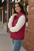 Haptics Dark Red Quilted Puffer Vest Jacket with Full Lining