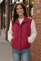 Haptics Dark Red Quilted Puffer Vest Jacket with Full Lining Large