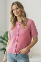 Haptics Simply Sweet Button Down Pink Sweater