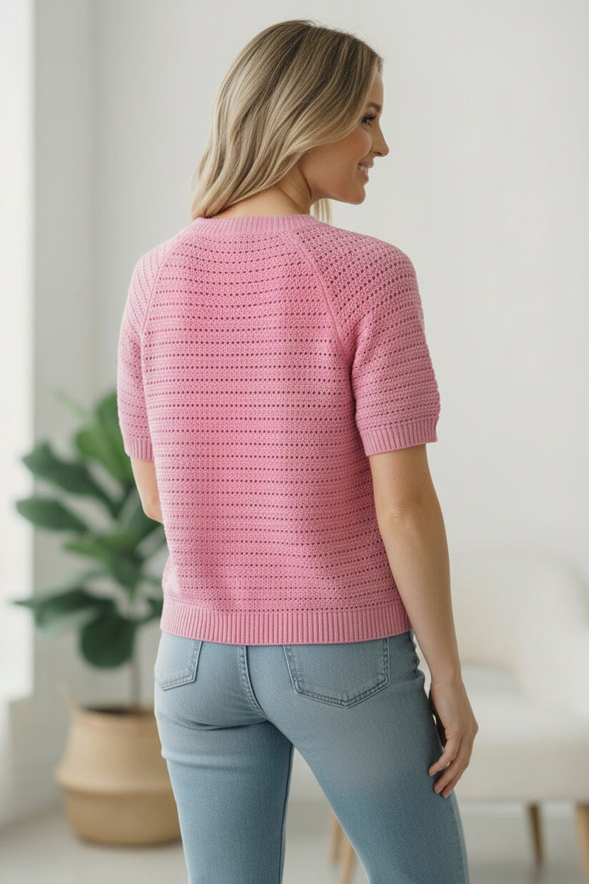 Haptics Simply Sweet Button Down Pink Sweater