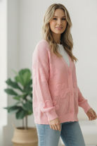 Haptics The Pink Daydream Netted Cardigan