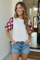 Haptics Color-blockStar Power Sequin Pink Sleeve Top