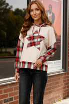 Haptics Cream + Plaid Check Color Block Star Patchwork Hoodie