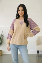 Haptics Cozy Oatmeal and Plaid Long Sleeve Thermal