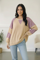 Haptics Cozy Oatmeal and Plaid Long Sleeve Thermal