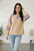 Haptics Cozy Oatmeal and Plaid Long Sleeve Thermal