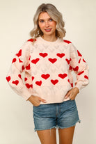 Haptics Heart Jacquard Pullover Sweater Knit Top