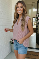 Haptics Strawberry Stripe Sleeveless V-Neck Top