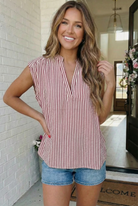 Haptics Strawberry Stripe Sleeveless V-Neck Top