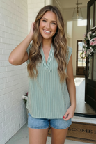 Haptics Fresh Pick Striped V-Neck Sleeveless Top