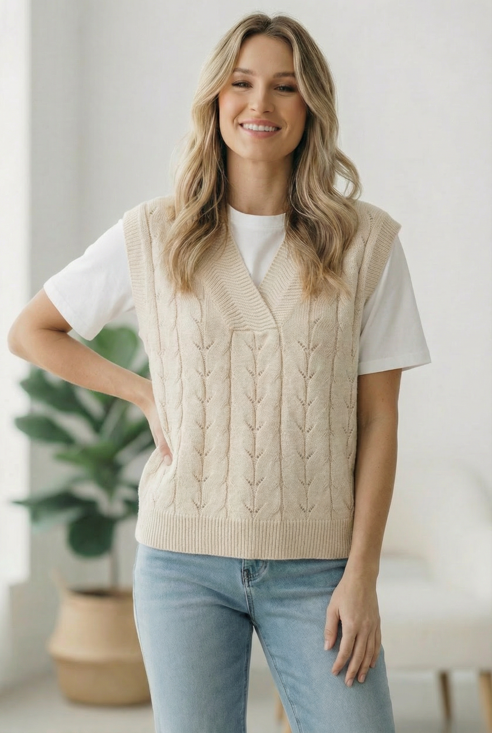 Haptics The Soft Breeze Cream Sweater Vest