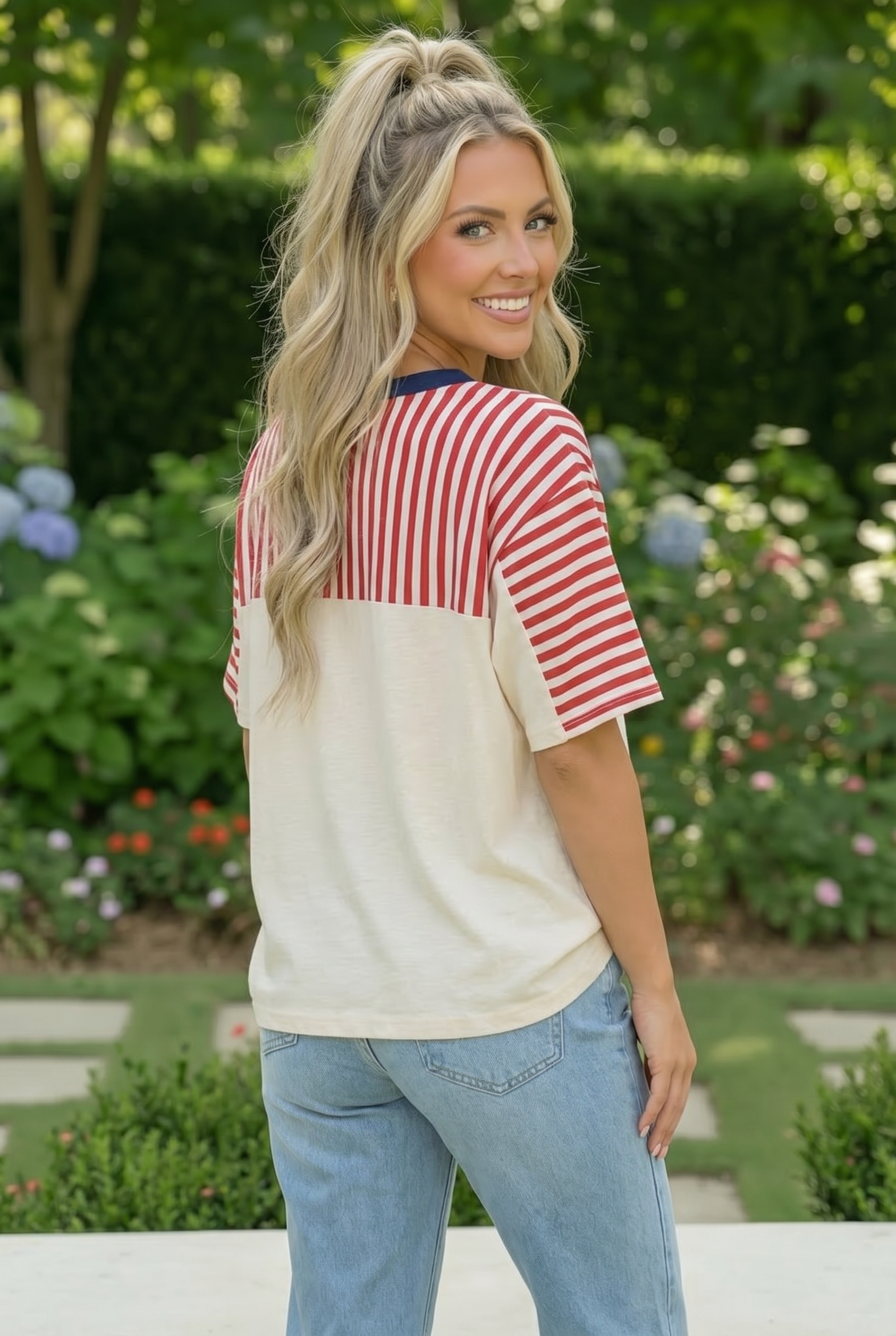Haptics Americana Star Patch Raglan Top