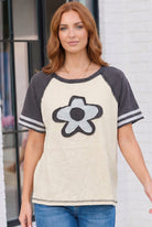 Haptics Retro Flower Power Applique Top
