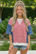 Haptics Stars Stripes and So Much Style Patriotic Colorblock Top