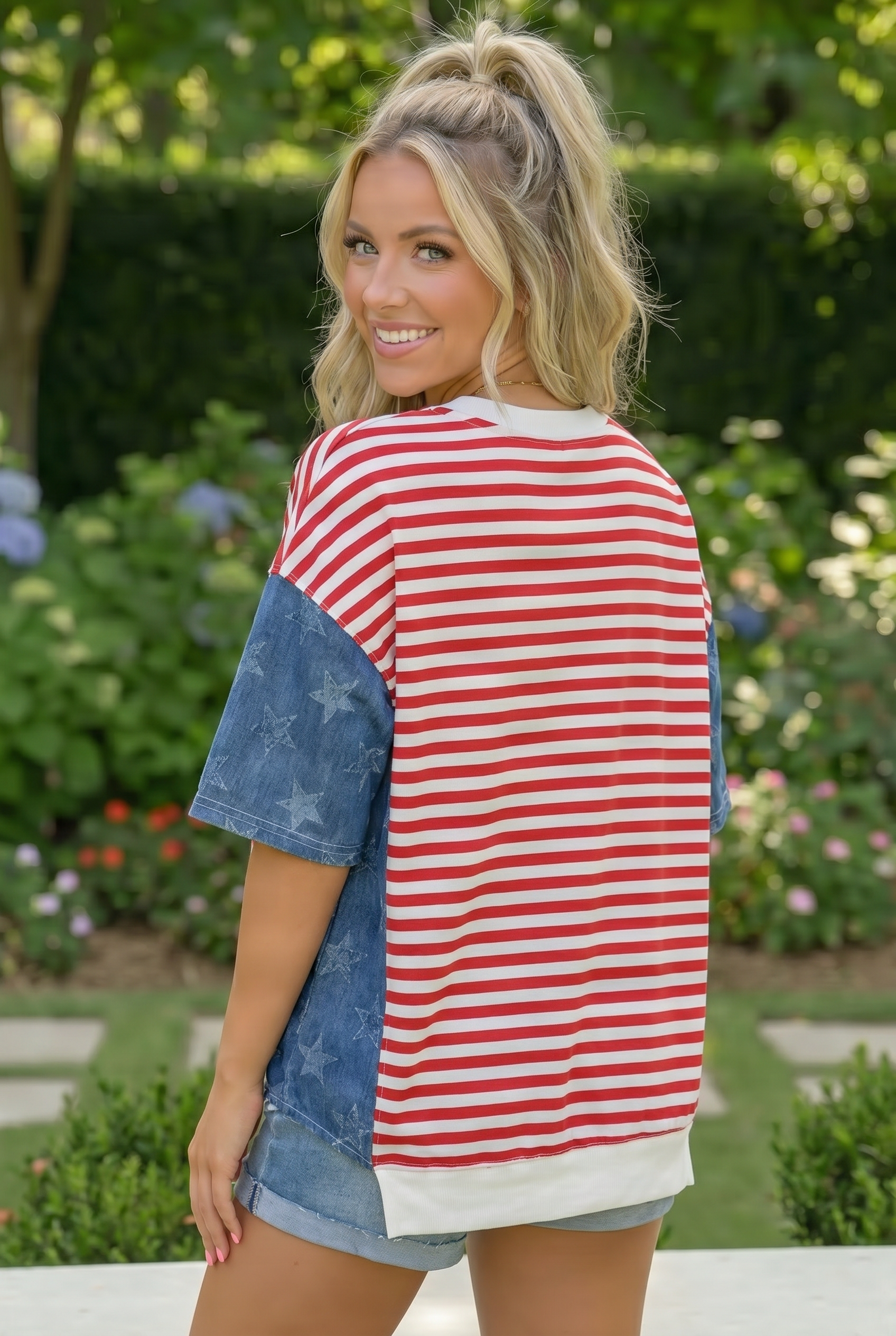 Haptics Stars Stripes and So Much Style Patriotic Colorblock Top