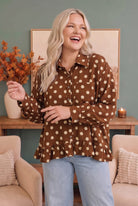 Haptics Spotted in Style Polka Dot Ruffle Blouse