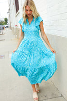 Haptics Boho Print Flutter Sleeve Fit & Flare Dress