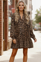 Haptics Babydoll Leopard Print Woven Dress