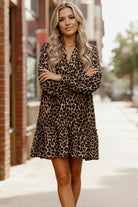 Haptics Babydoll Leopard Print Woven Dress