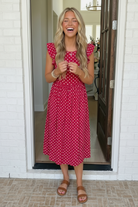 Haptics Sweet Days Polka Dot Ruffle Sleeve Midi Dress
