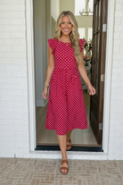 Haptics Sweet Days Polka Dot Ruffle Sleeve Midi Dress