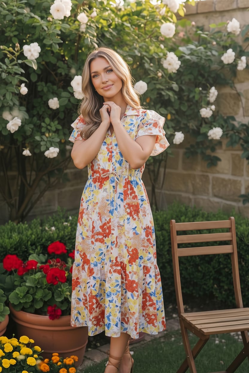 Haptics Sunny and Bright Floral Midi Dress