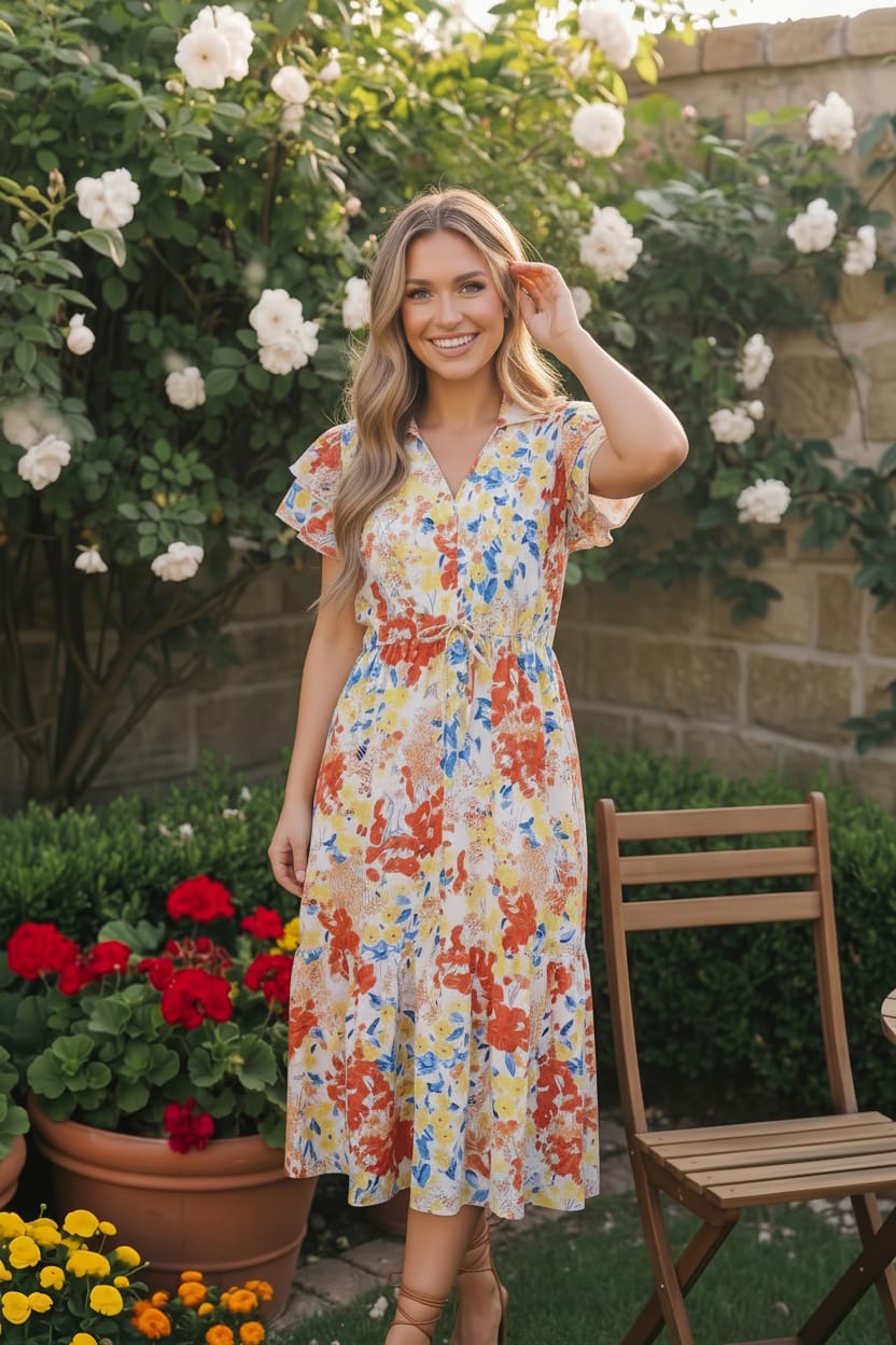 Haptics Sunny and Bright Floral Midi Dress