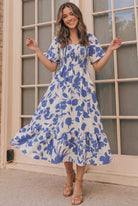 Haptics Blue Blooms & Sunshine Midi Dress