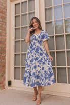 Haptics Blue Blooms & Sunshine Midi Dress