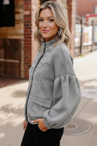 Haptics Heather Gray Two-Tone Jacquard Hacci Knit Button Down