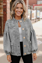 Haptics Heather Gray Two-Tone Jacquard Hacci Knit Button Down