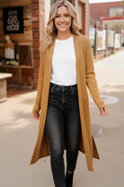 Haptics Butterscotch Two-Tone Hacci Open Duster Cardigan
