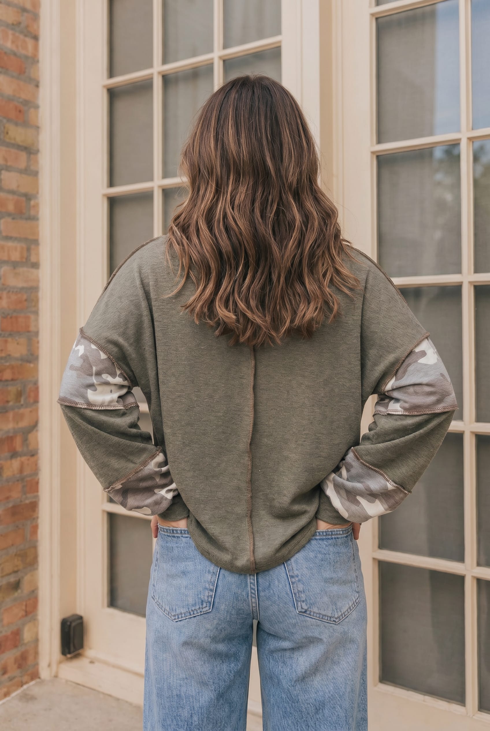 Haptics Cozy Camo Color Block Pullover
