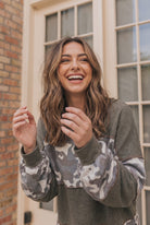 Haptics Cozy Camo Color Block Pullover