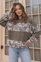 Haptics Cozy Camo Color Block Pullover