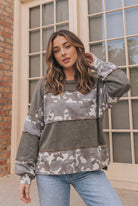 Haptics Cozy Camo Color Block Pullover
