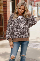 Haptics Leopard Print Crew Neck W/triangle Detail Drop Pullover Top