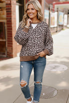 Haptics Leopard Print Crew Neck W/triangle Detail Drop Pullover Top