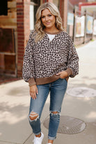 Haptics Leopard Print Crew Neck W/triangle Detail Drop Pullover Top