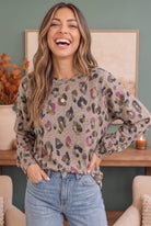 Haptics Wild One Colorful Leopard Bubble Sleeve Top Sweaters